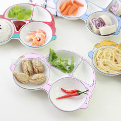 Creative children`s tableware car division plate lovely cartoon ceramic supplementary food plate hou Blue car tray 