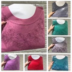 Mother`s clothes summer new middle - aged women`s sweater middle-aged and old women`s mother wear ro pink 