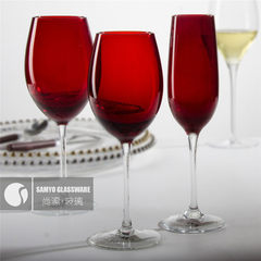 Manual blown glass set red bowl clear bottom classic model household decoration bar equipment to sam Red wine glass 