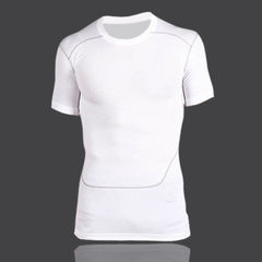 厂家批发运动紧身衣短袖男士健身服透气速干压缩训练T恤可定制 白色 M
