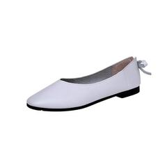 Korean version 2018 new style comfortable white shoes bowknot square head flat flat flat flat flat s white 35 