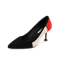 New style in the spring and autumn of 2018: light color, thin and single-heeled shoes, women`s high  black 34 
