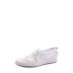 New leather loafers with hollow and breathable single shoes in spring 2018 white 35 