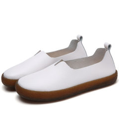 Spring 2018 dermal flat and loafers single shoe nurse drive mother maternity shoes large size small  white 35 