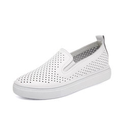 Korean version of spring and summer hollow-out flat flat trend small white shoes genuine leather loa white 34 