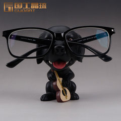 Resin spectacle frame customized office creative resin simulation animal products customized resin p Black resin dog 7 * 9 * 10 
