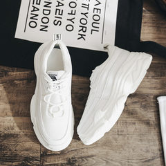 Sports shoes women 2018 spring new style ulzzang formerly thick bottom ins super hot running mesh sm white 35 