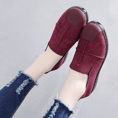New style of spring 2018 slouching women`s casual single shoe breathable old Beijing cloth shoes wom red 35 