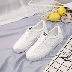 Spring style 2018 women`s shoes leather upper Hong Kong version of leisure shoes 2018 spring and sum white 35 