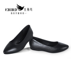 Leather, pointed, single shoe, women`s flat, non-skid, soft bottom, black leather shoes, comfortable black 35 