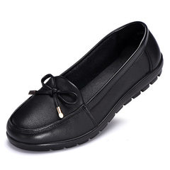 Spring and autumn single shoe genuine leather mother shoes round head big size women`s shoes new rou 6127 black 35 