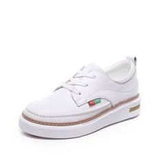 Spring 2018 new style single - shoe women flat - bottomed low - top shoes with round head tie manufa white 35 