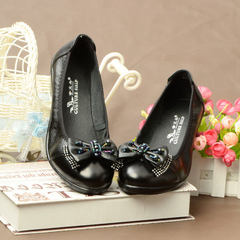 Special spring women`s shoes new fashion single shoes slope heel shoes soft leather flat flat low he 3051 black 35 