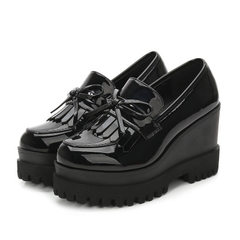 Small size slope single shoes 313233 size women`s shoes waterproof platform height women`s single sh black 34 