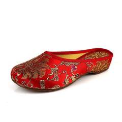 Old Beijing cloth shoe female slipper nationality embroider silk satin baotou spring and summer flow red 35 