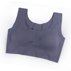 A one-piece shock-proof Japanese sports bra for women without a steel hoop, a trackless yoga vest an gray s. 