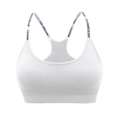 sport bra 字母肩带瑜伽健身运动文胸 速干跑步训练防震运动内衣 白色 M