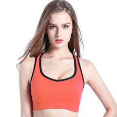 跨境 无钢圈防震运动型文胸跑步健身瑜伽背心胸罩大码运动内衣女 橘色 S