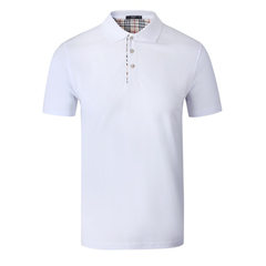 Spot cotton men`s short-sleeved T-shirt lapels 2018 summer men`s polo trim POLOT shirt white s. 