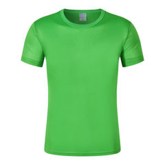 Quick dry round neck T-shirt, custom T-shirt, work clothes, short sleeves, DIY tailored sweater, pol Quick-drying green s. 