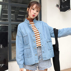 A hair agency manufacturer direct 2018 spring clothing new denim jacket women jacket 100 take the Ko The light blue xl 