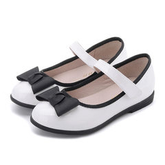 Korean version bowknot mirror princess shoes for spring 2018 new fashion children`s shoes magic stic white 28 