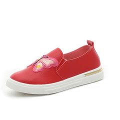 Korean version embroidered children`s shoes children`s doudou shoes in the big children`s spring and red 27 