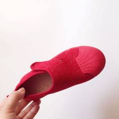 Rubber sole knitting kindergarten shoes magic stick children`s leisure shoes with turtletoe sneakers red 21 