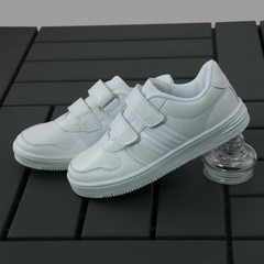 Children`s white shoes white sneakers boys` and girls` school pure white gymnastic children`s perfor 0821- white (leather) 25 