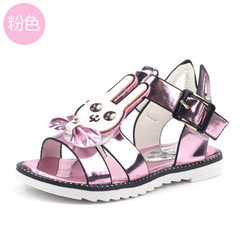 Summer 2018 new children`s shoes fashion girl sandals flat heel nail pearl toe princess shoes bowkno pink 27 