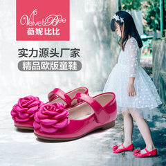 Vinibi new girl shoes Korean version of the big flower children`s shoes children`s shoes black child Mei red The length within 21 yards is 14.2cm 
