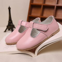 Girl`s single shoe Korean version genuine leather princess shoes middle and small children`s baby so white Size 21 shoes are 14 in length 