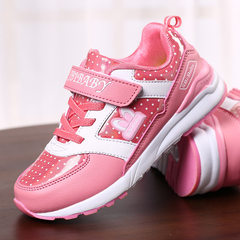 Girls` sports shoes Korean version lovely princess fashion autumn winter children`s shoes leather up S8815 pink 26 