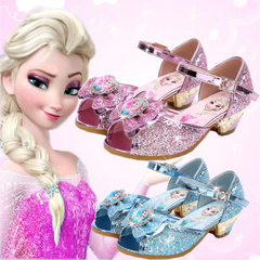 Summer 2018 new girls` sandals princess shoes children`s high heels snow shoes fish mouth shoes chil red 24/15.8 CM 