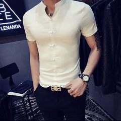 夏季t恤男 2018中国风 青少年男装日系欧美新款个性潮流男士短袖 白色 M