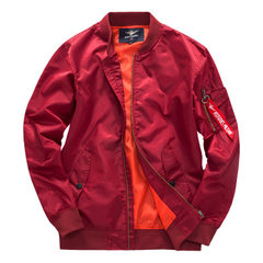 2018 chunqiu chuangge men`s sportswear casual sport lapel jacket air force one MA pilot oversize pul red s. 
