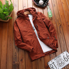 ZHAN DI JI PU men`s jacket youth autumn thin large size coat solid color outdoor jacket red m 
