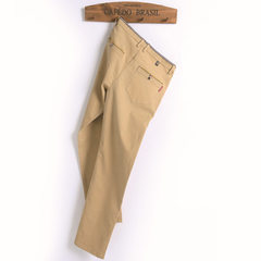 Spring and summer new style men`s casual trousers small straight tube slender stretch men`s trousers khaki 28 