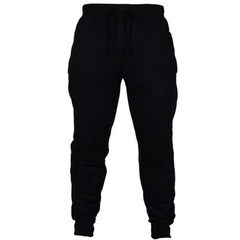 ebay新款男士健身运动裤 男式纯色拉绒欧码休闲裤 欧美运动长裤 黑色 M