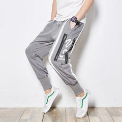 Corbyden 2018 spring and summer new harbor style men`s nine-point harem pants large size baggy littl gray m 