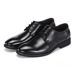 Spring and autumn men`s leather shoes business dress shoes men with coarse heel fashion single shoe  9899 black 37 