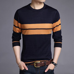 Spring 2018 spring new style long-sleeve T-shirt for young men and men`s Korean version of knitted l 608 navy blue 175 - XL - 115 