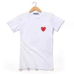 Japanese popular logo CDG junior high school boys and girls short sleeve t-shirts street style lover white s. 