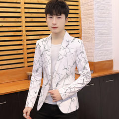 Spring casual small suit men`s coat Korean version slim suit trend handsome western men`s clothing white m 