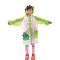 PVC children`s raincoat cartoon thickened with rope fastener for boys and girls transparent raincoat pink m 