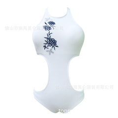 泳衣全新复古中国风设计修身显瘦连体温泉游泳衣T539 图色 S