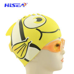 Cross-boundary waterproof swimming cap for adult children with high elastic silicone PU coating for  Yellow silicone for adults 