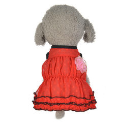 2018 new pet clothes spring and summer chiffon mountain tea skirt dog clothes pet clothing supplies  The big red 8 yards/XS 