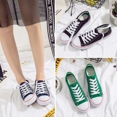 2018 new style xia qiu jie patting small white sail cloth shoes women Korean flat white shoes leisur white 35 
