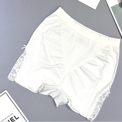 Women`s safety pants lace middle waist retractable waistband, hip lift seamless, seamless, flat and  white All code 